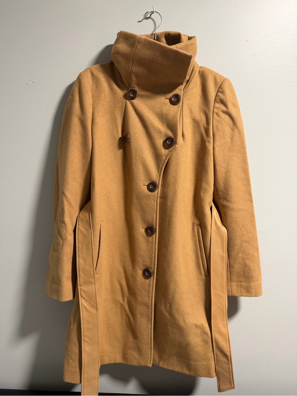 Moda International Camel/Tan Double-Breasted Trench Coat